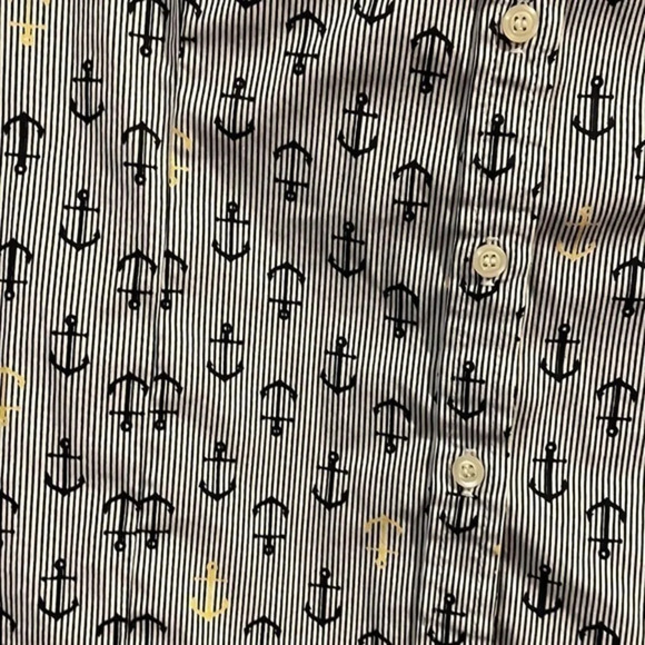 New Charter Club Pinstripe Anchor Print Sleeveless Button Down Top Size 14 - Picture 3 of 5